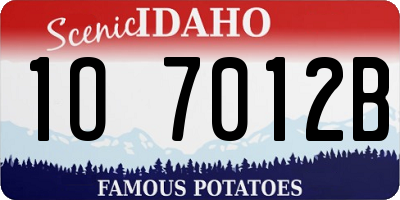 ID license plate 1O7012B