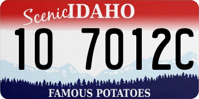 ID license plate 1O7012C