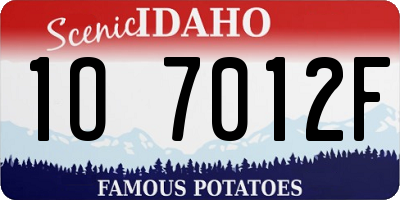 ID license plate 1O7012F