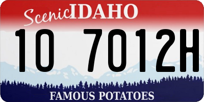 ID license plate 1O7012H