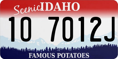 ID license plate 1O7012J