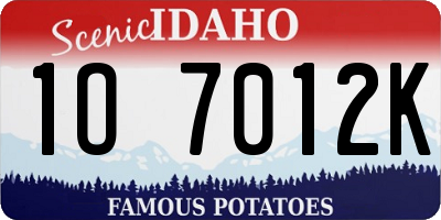 ID license plate 1O7012K