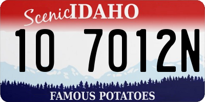 ID license plate 1O7012N