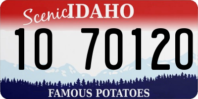 ID license plate 1O7012O
