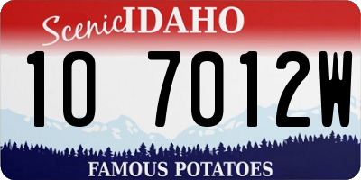 ID license plate 1O7012W
