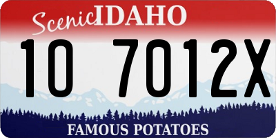 ID license plate 1O7012X
