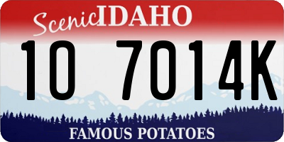 ID license plate 1O7014K
