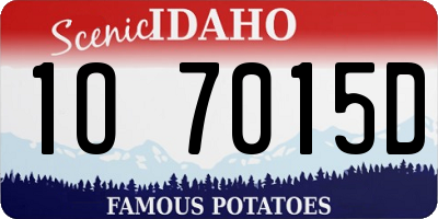 ID license plate 1O7015D
