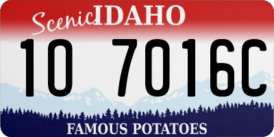 ID license plate 1O7016C