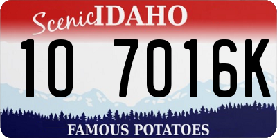 ID license plate 1O7016K