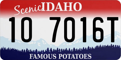 ID license plate 1O7016T