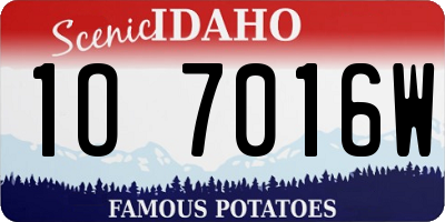 ID license plate 1O7016W