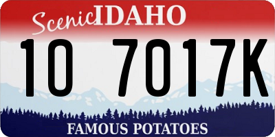 ID license plate 1O7017K