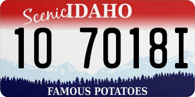 ID license plate 1O7018I