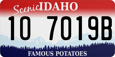 ID license plate 1O7019B