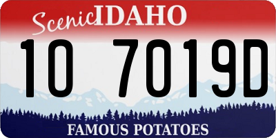 ID license plate 1O7019D