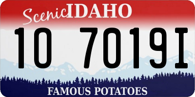 ID license plate 1O7019I