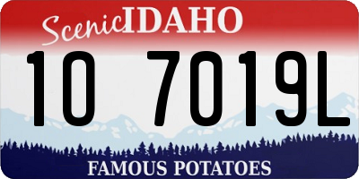 ID license plate 1O7019L