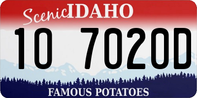 ID license plate 1O7020D