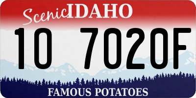 ID license plate 1O7020F