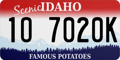 ID license plate 1O7020K