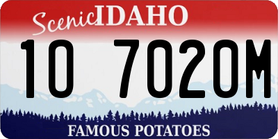 ID license plate 1O7020M