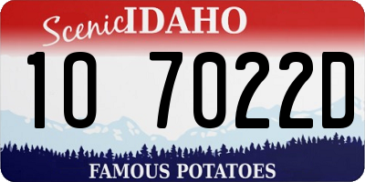 ID license plate 1O7022D