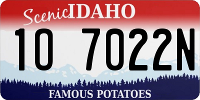 ID license plate 1O7022N