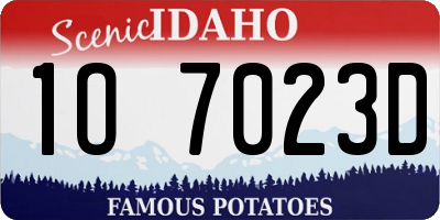 ID license plate 1O7023D
