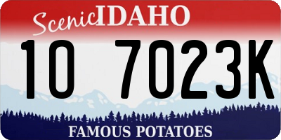 ID license plate 1O7023K
