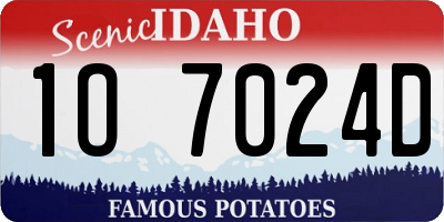 ID license plate 1O7024D