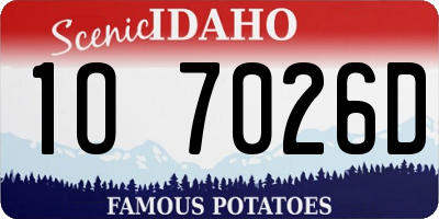 ID license plate 1O7026D
