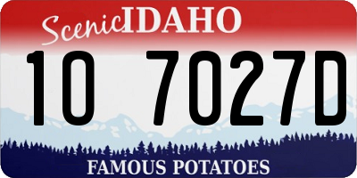 ID license plate 1O7027D