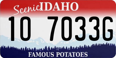 ID license plate 1O7033G