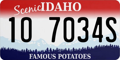 ID license plate 1O7034S