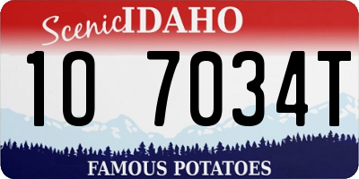 ID license plate 1O7034T