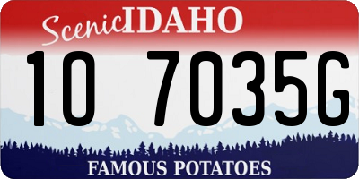 ID license plate 1O7035G
