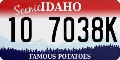 ID license plate 1O7038K