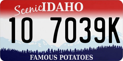 ID license plate 1O7039K