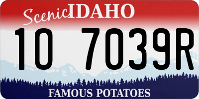 ID license plate 1O7039R