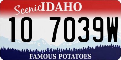 ID license plate 1O7039W