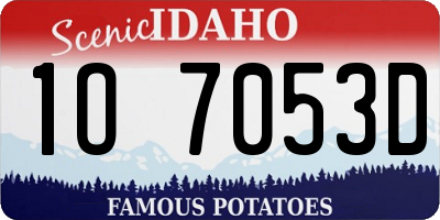 ID license plate 1O7053D