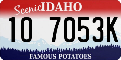 ID license plate 1O7053K