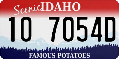 ID license plate 1O7054D