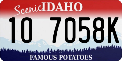 ID license plate 1O7058K