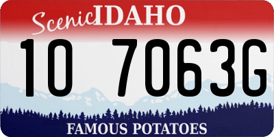 ID license plate 1O7063G
