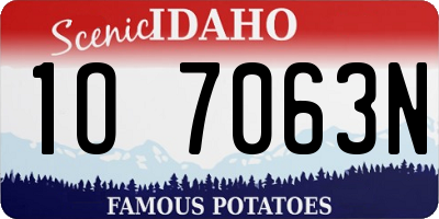 ID license plate 1O7063N
