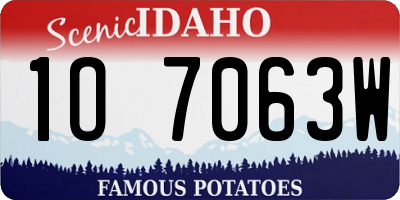 ID license plate 1O7063W