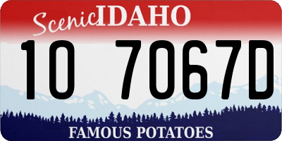 ID license plate 1O7067D