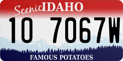 ID license plate 1O7067W